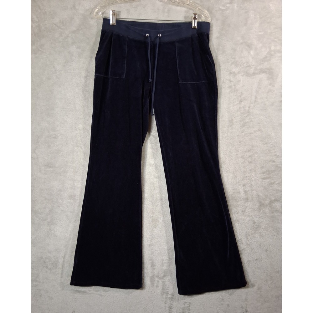 Union River Blues Women's Black Velour Drawstring Sweatpants Pockets Bootcut M